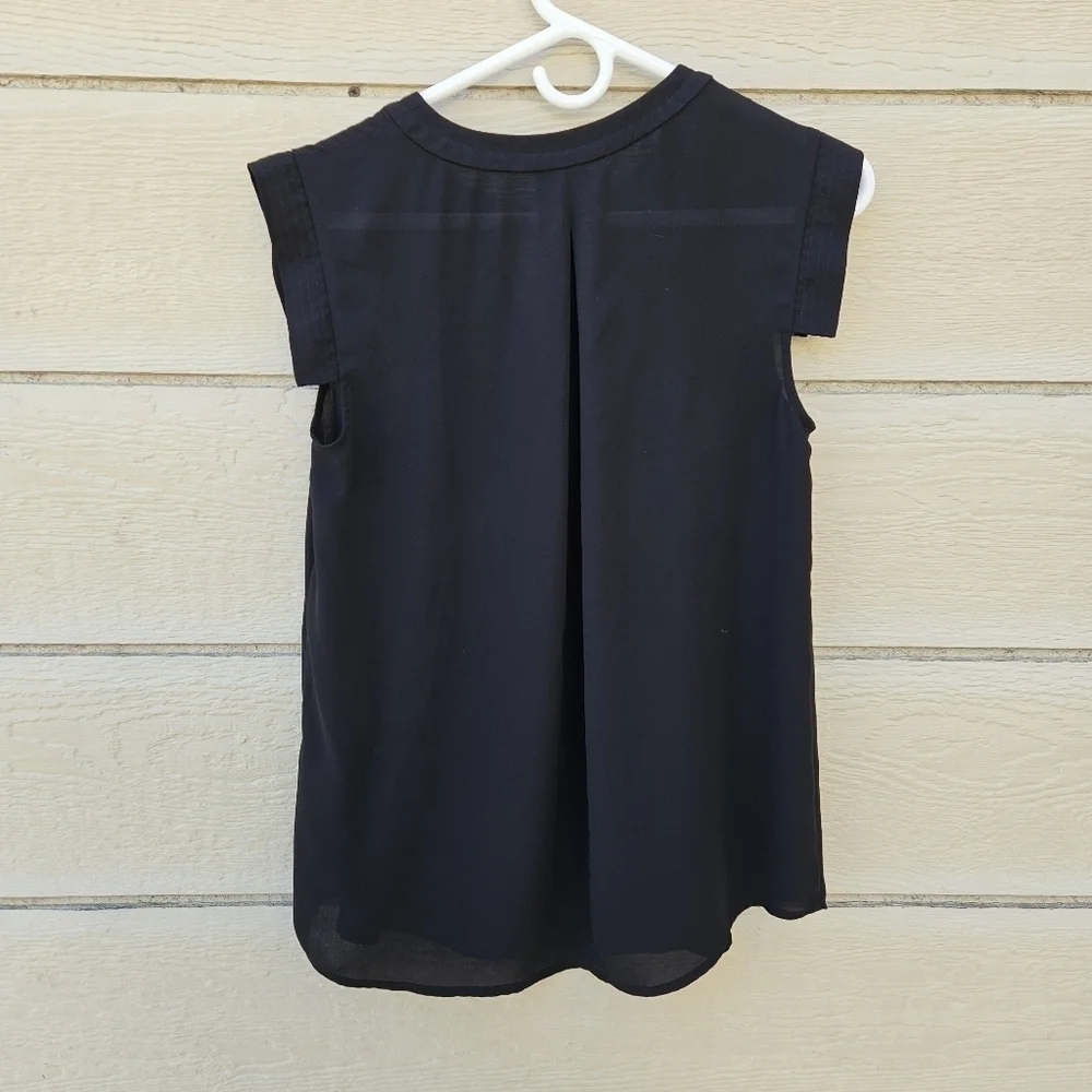 J. Crew black v neck cap sleeve blouse size 2